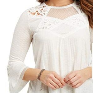 Cream mixed texture knit top